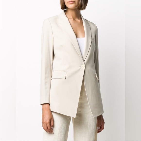 Theory Etiennette Elongated Stretch Linen Blazer, White Size 4 - Picture 2 of 9